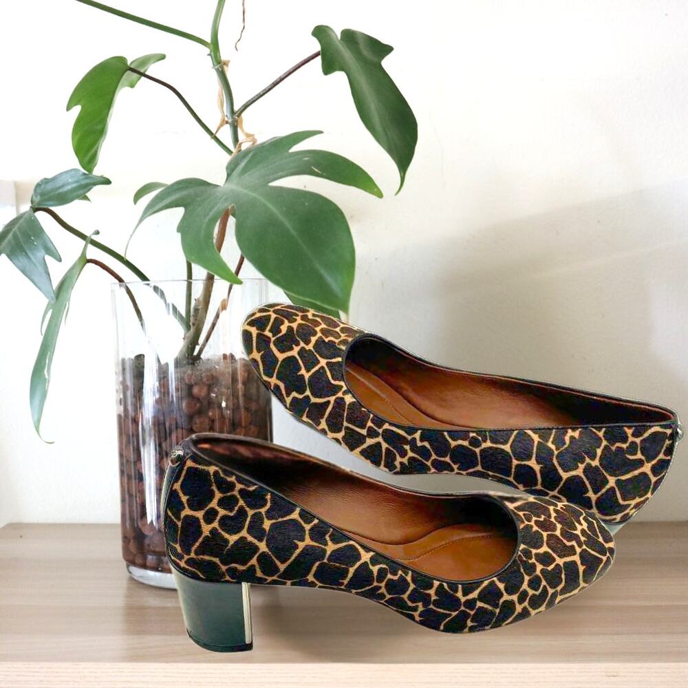 Vintage Women's Donald J Pliner Giraffe Print Calf Hair Block Heel Pump Size 8
